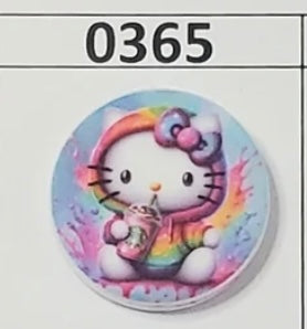 0365- HK Kitty Star B’s Coffee Round Focal Bead