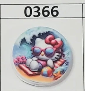 0366- HK Kitty Beach Round Focal Bead