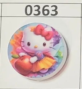 0363- HK Kitty Apple Round Focal Bead