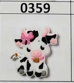 0359- Cow with Pink Bow Focal Bead