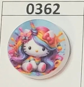 0362- HK Kitty Unicorn Round Focal Bead