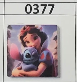 0377- Snow White & Blue Guy Square Focal Bead