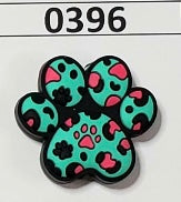 0396- Teal and Pink Paw Focal Bead