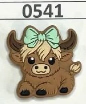 0541- Highland Baby Girl Cow Green Bow Focal Bead