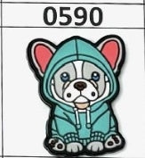 0590- Blue Hoodie Frenchie Focal Bead