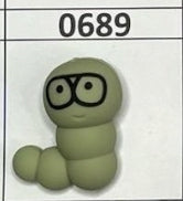 0689- Green Bookworm 3D Focal Bead