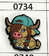 0734- Cow with Hat/Braids Focal Bead
