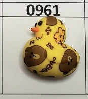 0961- Printed Yellow Duck Focal Bead