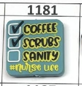 1181- Coffee Scrubs Nurse Life Focal Bead