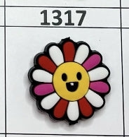 1317- Red Pink White Smiley Focal Bead