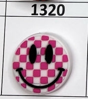 1320- Pink Checker Smiley Focal Bead