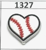 1327- Baseball Heart Focal Bead