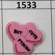1533- Cute But Psycho Hearts Focal Bead