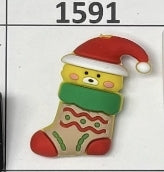 1591- 3D Stocking w Bear Focal Bead