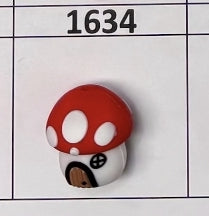 1634- 3D Red Mushroom Focal Bead