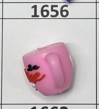 1656- 3D Be Mine Cup Pink Focal Bead