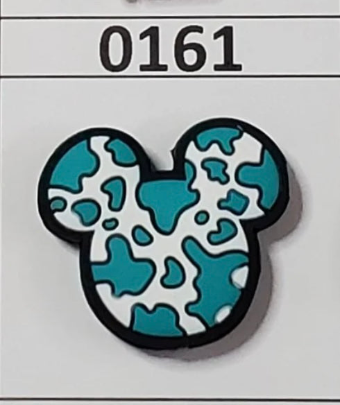 0161- Mouse Cow Print Teal Blue Focal Bead