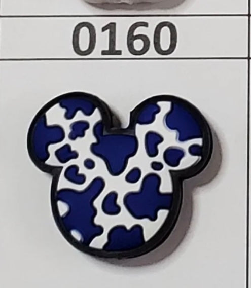 0160- Mouse Cow Print Royal Blue Focal Bead