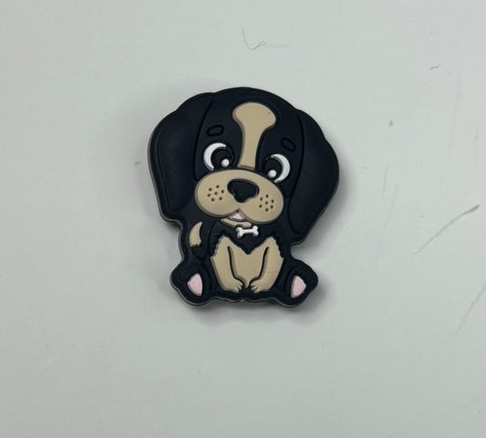 0346b-  Cute Dog Focal Bead Black