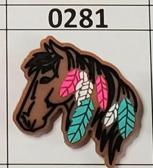 0281-  Horse Head with feathers Focal Bead