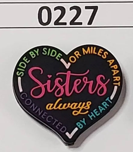 0227- Side by Side or Miles Apart Sisters Always Connected By Heart Focal Bead