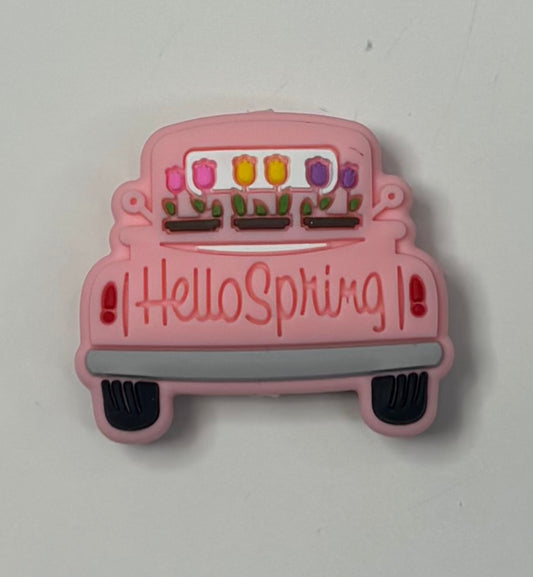 0320b-  Flower Truck Focal Bead Pink