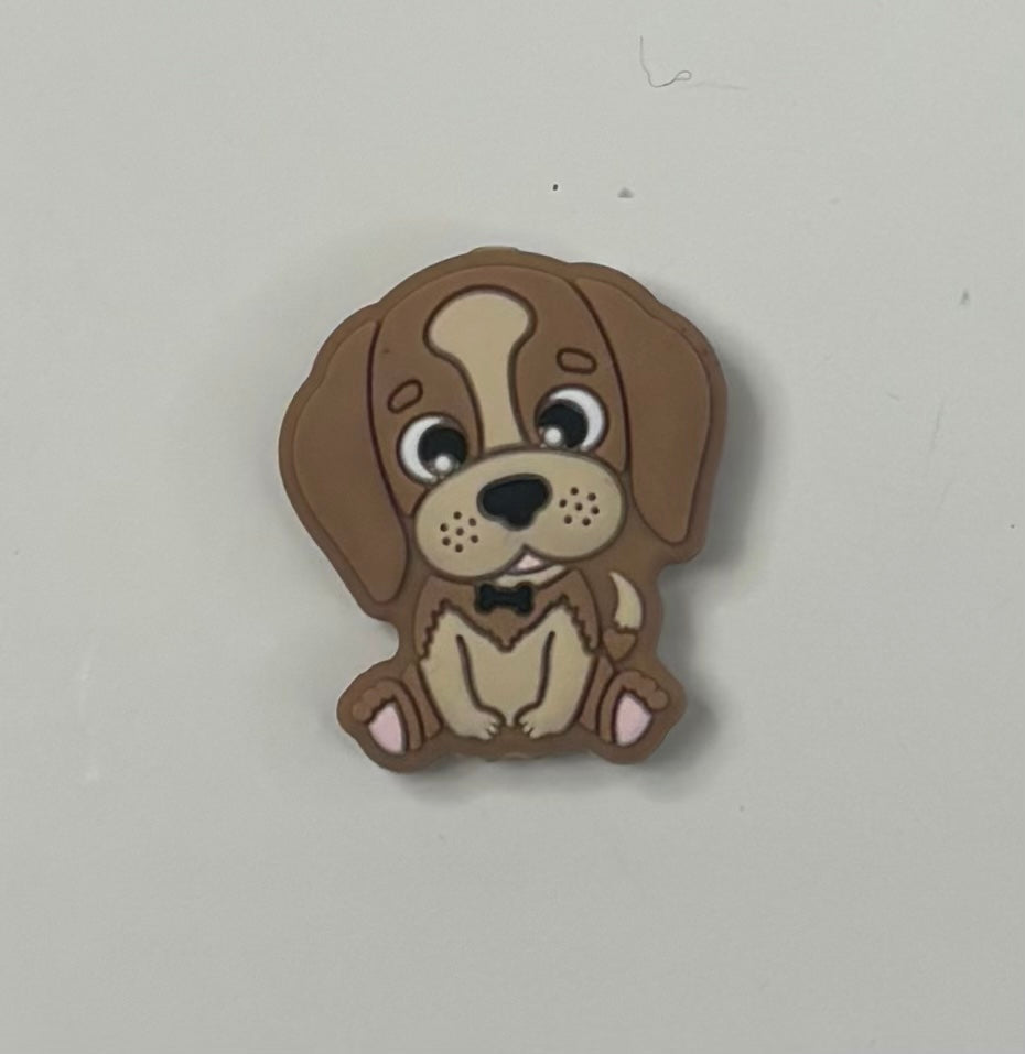 0346d-  Cute Dog Focal Bead Light Brown