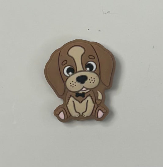 0346d-  Cute Dog Focal Bead Light Brown