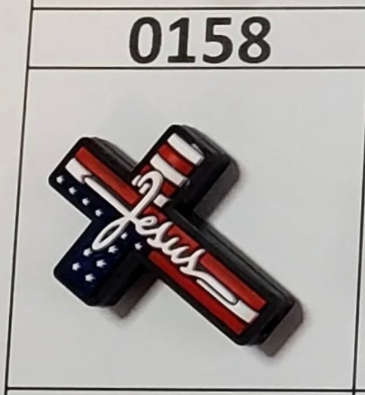 0158- Jesus Flad Cross Focal Bead