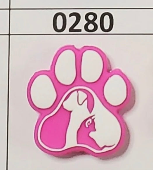 0280-  Pink Paw with Dog & Cat Focal Bead