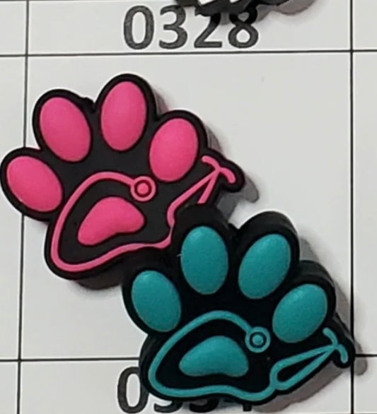 0328 b -  Teal Paw Stethoscope Focal Bead