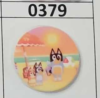 0379-  Blue y Beach Scene Round Focal Bead