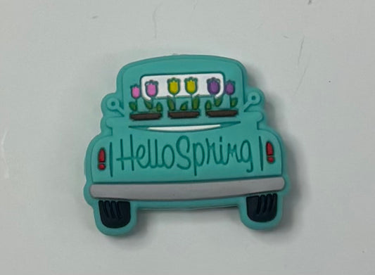 0320c-  Flower Truck Focal Bead Aqua