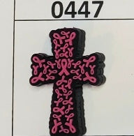 0447-  Pink Ribbon Cross Focal Bead