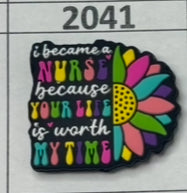 2041- Nurse Life Worth Time Focal Bead