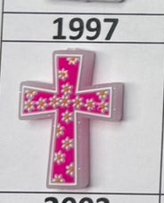 1997- Rose Pink Cross Focal Bead