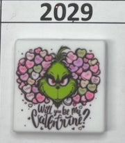 2029- Grinc Be My Valentine Focal Bead