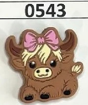0543- Highland Baby Girl Cow Dark Pink Bow Focal Bead