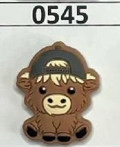 0545- Baby Boy Highland Cow Green Hat Focal Bead