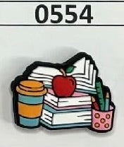 0554-  Books, Apple, Coffee, Pencil - Teacher Focal Bead