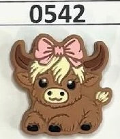 0542- Highland Baby Girl Cow Pink Bow Focal Bead