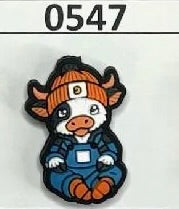 0547-  Boy Cow with Stocking Hat and Overalls Focal Bead