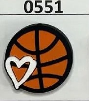 0551-  Basketball Heart Focal Bead