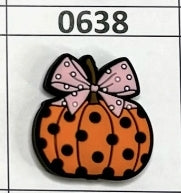 0638- Orange Pumpkin Pink Bow Focal Bead