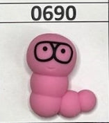 0690- Pink Bookworm 3D Focal Bead