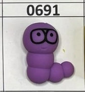 0691- Purple Bookworm 3D Focal Bead