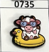 0735- Cow in Ducky Innertube Focal Bead
