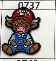 0737-  Cpuntry Boy Cow in Overalls Focal Bead