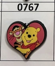 0767-  Yellow Bear Orange Tiger Heart Focal Bead