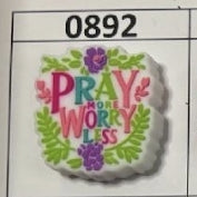 0892- Pray More Worry Less Focal Bead